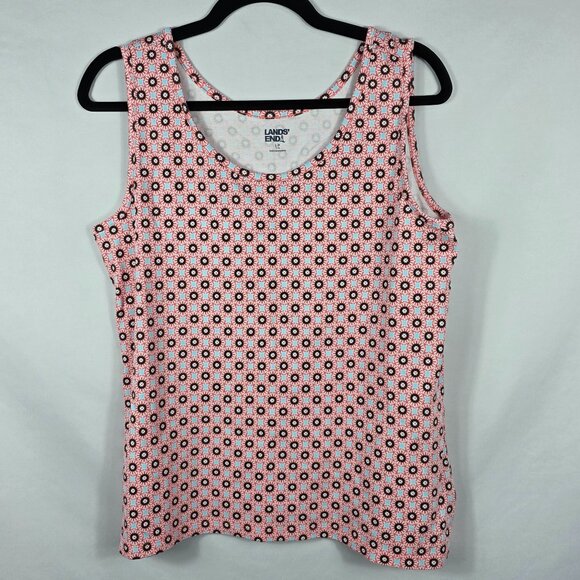Lands' End Tank Top Women's Size Large Pink, Blue & White Geometric Print - Picture 1 of 11